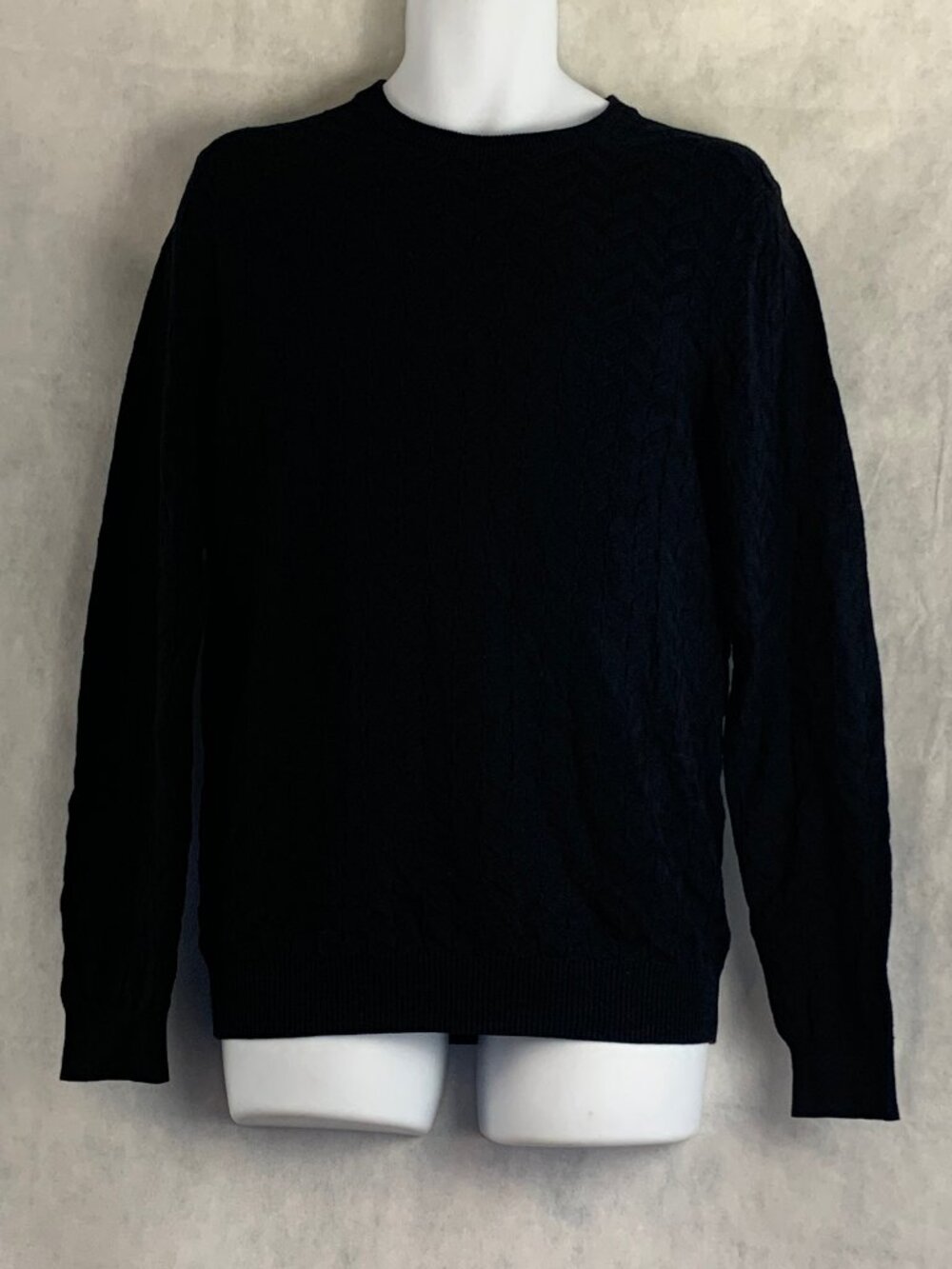 Tasso Elba Men's 100% Cotton Lightweight Crew Neck Sweater, Black, Small
